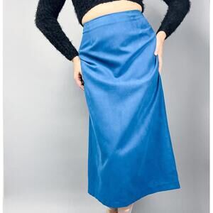 Turquoise Maxi Skirt | Vintage 90's Vegan Ultra Suede Skirt